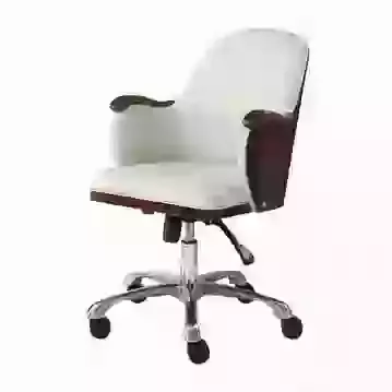 Walnut and Cream Adjustable Stylish Executive Office Chair